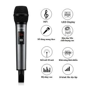 Micro Karaoke không dây Excelvan K18V 01 mic VHF - Hàng Chính Hãng