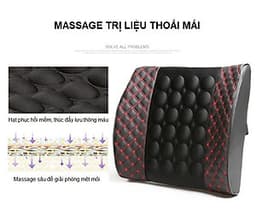 Combo Đệm Tựa Lưng Massage Và Gối Tựa Đầu Xe Hơi ( Ô Tô ) Chống Mỏi Cổ - Hàng Cao Cấp - Siêu Đàn Hồi - Thiết Kế Ôm Vừa Vặn Ghế Xe Hơi - Màu Chỉ Đỏ Trang Nhã