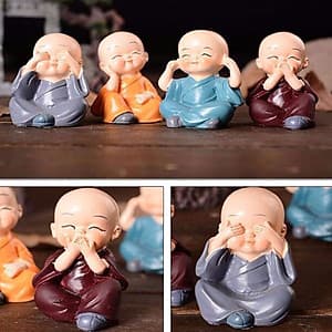 Bộ 4 Chú Tiểu Tứ Không Hàng Chuẩn - Không Nghe, Không Nói, Không Nhìn, Tâm Không Động
