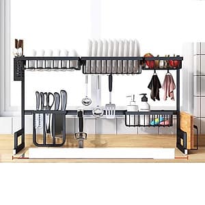Kệ để bát, đũa, dao, thớt thông minh kiểu mới 2 tầng inox loại 2 chậu