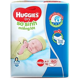 Combo 6 Gói Miếng Lót Sơ Sinh Huggies Newborn 2 (4-7kg) - N60 (Gói 60 Miếng)