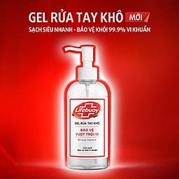 Combo 2 Chai Gel Rửa Tay Khô Sạch Siêu Nhanh Lifebuoy Bảo Vệ Vượt Trội 10 (Chai Vòi 235ml x 2)