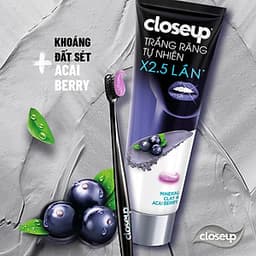 Combo 2 Kem đánh răng dạng Gel Closeup Trắng Răng Tự Nhiên Khoáng Đất Sét & Acai Berry 230g
