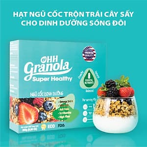 Quà Tặng Tết 2021 Ngũ Cốc Giảm Cân - Trái Cây Sấy - Ăn Sáng -  Dòng Super Healthy (Ohh Granola) 250g, Tiêu Chuẩn FDA - Hoa Kỳ 