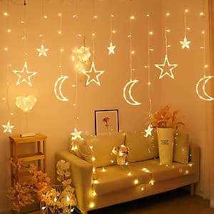 Dây Đèn LED Rèm Trăng Sao Chống Thấm Nước Trang Trí Ngoài Trời - Dài 2.5 Mét