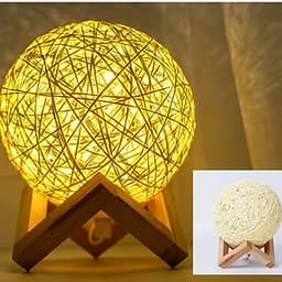 Đèn Ngủ Quả Cầu Mây Để Bàn SPEVI - Điều Chỉnh Độ Sáng, Làm Đèn Ngủ Trang Trí, Quà Sinh Nhật Cực Đáng Yêu, Đầu USB, Adapter USB Tiện Lợi, Đế Gỗ Xếp Sang Trọng, Bóng Đèn Led Vô Cùng Tiết Kiệm Điện - Hàng Chính Hãng