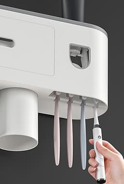 KỆ ĐỂ BÀN CHẢI ĐÁNH RĂNG VÀ NHẢ KEM ĐÁNH RĂNG TỰ ĐỘNG KÈM 2 CỐC HÚT TỪ TÍNH