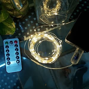 Dây đèn led đom đóm DEHA trang trí nguồn USB kèm điều khiển 8 chế độ nháy vàng nắng