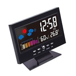 Đồng Hồ Báo Thức Điện Tử Đa Năng Có Màn Hình LCD Hiển Thị Thời Gian/ Ngày/ Tuần/ Nhiệt Độ/ Độ Ẩm/ Thời Tiết - Đen