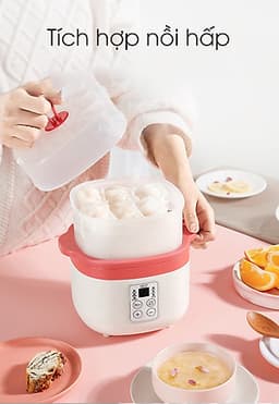 Nồi điện nấu cháo chậm đa năng bằng sứ ceramic KARPELLE (ANH) tự động, dành cho bé ăn dặm (hấp, nấu, chưng, hầm, hâm nóng) 0,8L (đỏ)