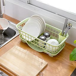 Kệ (rổ) úp chén bát, đĩa và thìa đũa có khay thoát nước khô thoáng, tiện lợi 45X23X13cm - Giao màu ngẫu nhiên