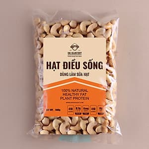 Nhân Hạt Điều Sống Nguyên Hạt Dùng Làm Sữa Hạt DK Harvest - Túi 500g, 1000g