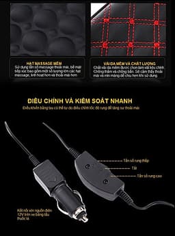 Combo Đệm Tựa Lưng Massage Và Gối Tựa Đầu Xe Hơi ( Ô Tô ) Chống Mỏi Cổ - Hàng Cao Cấp - Siêu Đàn Hồi - Thiết Kế Ôm Vừa Vặn Ghế Xe Hơi - Màu Chỉ Đỏ Trang Nhã