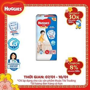 Tã Quần Huggies Dry Gói Đại L48 (48 Miếng) - Bao Bì Mới
