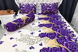 Bộ Drap Thun Lạnh Hàn Quốc (Drap Và 3 Áo Gối) - Hoa Tím