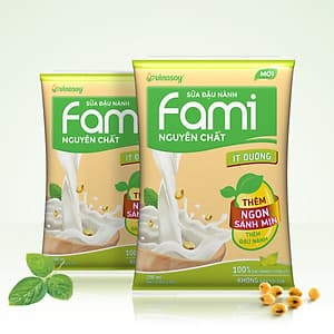Thùng Sữa đậu nành Fami Nguyên Chất ít đường (200ml x 40 bịch)