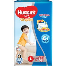 Tã Quần Huggies Dry Pants Jumbo L38 (8 - 13Kg) - Gói 38 Miếng