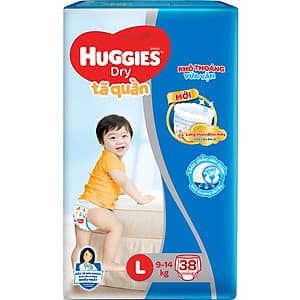 Tã Quần Huggies Dry Pants Jumbo L38 (8 - 13Kg) - Gói 38 Miếng