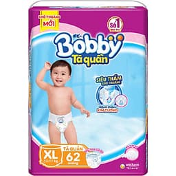 Tã Quần Bobby Siêu Thoáng XL62 (62 Miếng)