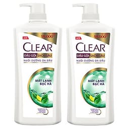 Combo 02 Dầu Gội Hỗ Trợ Trị Gàu Clear Mát Lạnh Bạc Hà 880g