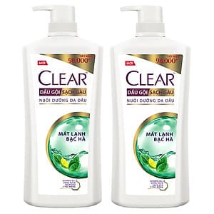 Combo 02 Dầu Gội Hỗ Trợ Trị Gàu Clear Mát Lạnh Bạc Hà 880g