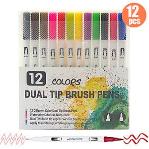 Dual Tip Brush Pens Art Markers Set Flexible Brush & 0.4mm Fineliner Tips Watercolor Color Pens Perfect for