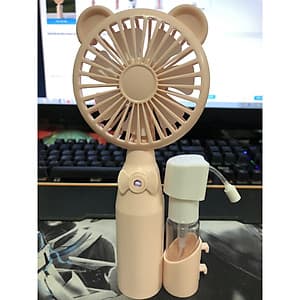 Quạt cầm tay mini có phun sương chất liệu nhựa ABS bền đẹp thiết kế đáng yêu có cổng sạc hình tai gấu