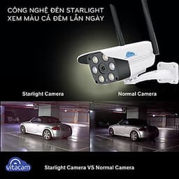 Camera Ip Wifi Ngoài Trời Vitacam VB1088 - 2Mpx Full HD 1080P - Đèn Starlight Quan Sát Màu Ngày Và Đêm - Hàng Chính Hãng