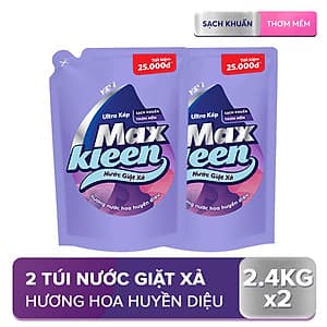 Combo 2 Túi Nước Giặt Xả Maxkleen Hương Nước Hoa Huyền Diệu (2.4kg/túi)