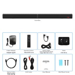 Loa thanh loa soundbar dùng cho smart tivi SK30-Optical có ổ cắm đa năng đi kèm