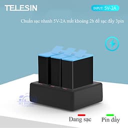 Dock Sạc 3 Pin Telesin Cho GoPro Hero 9 (Hàng Chính Hãng)