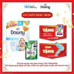 Nước xả vải Downy mềm mại tinh khiết 3.5L tặng 1 Ariel 360ml frontload