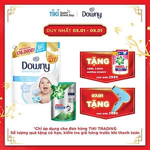 Nước xả vải Downy mềm mại tinh khiết 3.5L tặng 1 Ariel 360ml frontload