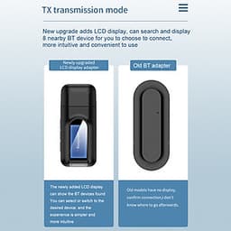 Bộ thu phát Bluetooth 5.0 và USB 2 trong 1 màn hình LCD 3.5MM AUX dùng cho máy tính/ TV/ ô tô/ tai nghe không dây