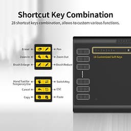 Bảng vẽ micro USB Huion H1060P với 12 nút phím cơ đi kèm với bút vẽ lớn không pin
