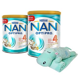 Combo 2 Lon Sữa Bột Nestlé NAN OPTIPRO 4 900g - Tặng Bộ Gối Mền Hà Mã