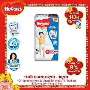 Tã Quần Huggies Dry Gói Cực Đại XXL56 (56 Miếng) - Bao Bì Mới