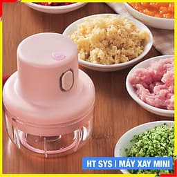 Máy xay  mini HT SYS - Sạc Điện -  Máy Xay Hành, Tỏi, Rau Củ ,Thịt Dung Tích 250ml - 3 Lưỡi dao - Hàng Nhập Khẩu