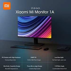 Màn hình chơi game Xiaomi Mi 1A model XMMNT238CZ 23.8 inch với hình ảnh tinh xảo và độ phân giải 1080P HD 1920x1080P IPS 178 hạn chế ánh sáng xanh giúp bảo vệ mắt  