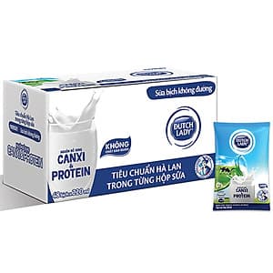 Thùng 48 Bịch Sữa Tiệt Trùng Dutch Lady Cô Gái Hà Lan Không Đường (48X220ml)