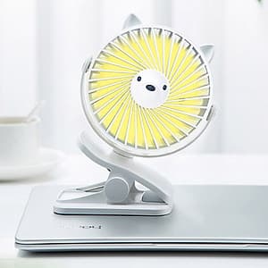 Quạt mini kẹp nôi, bàn tiện lợi, có tích điện giao màu ngẫu nhiên