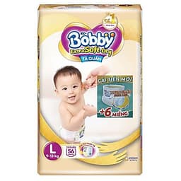 Tã Quần Bobby Extra Soft Dry L56 [Tặng 6 Miếng Tã Quần size L]