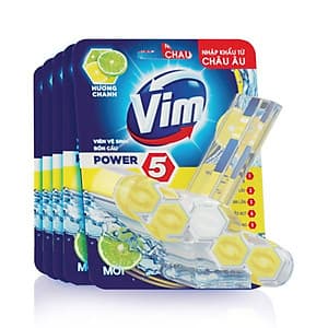 Combo 5 Viên Tẩy Bồn Cầu Vim Power 5 Hương Chanh 55g Sạch Khuẩn Thơm Mát