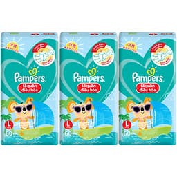 Combo 3 Tã Quần Pampers Điều Hoà Gói Lớn L60 Tặng 1 Túi Nước Giặt Ariel 1.4kg