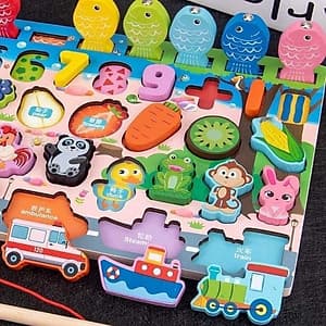 BỘ ĐỒ CHƠI CÂU CÁ  GỖ KÈM BẢNG SỐ HỌC THÔNG MINH CHO BÉ, Bộ bảng số thông minh nhiều chi tiết 