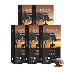 [Bao bì mới] Combo 5 Hộp Cà Phê Viên Nén Capsule Nespresso Carraro Ethiopia