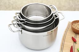 Bộ nồi Fivestar inox 304 bếp từ 3 đáy 4 món FS08-CV tặng bộ thau rổ- Hàng Chính hãng