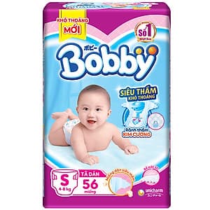 Tã dán Bobby Sơ Sinh Siêu Mỏng Thấm Gói Đại S56(56 Miếng)