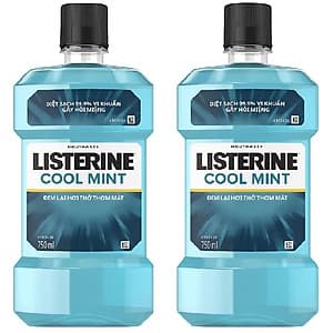 Combo 2 Nước Súc Miệng Hương Bạc Hà Listerine Cool Mint (750ml/Chai)
