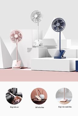 Quạt Mini Tích Điện Kẹp Gấp Di Động Điều Chỉnh Góc Gió Linh Hoạt GF-28